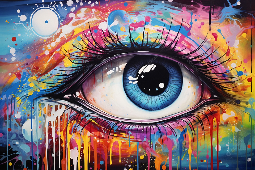 Uma pintura de um olho com fundo de natal