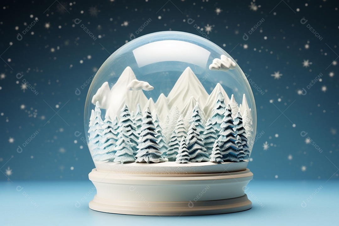 Globo de paisagem de neve de natal 3d com árvore de inverno