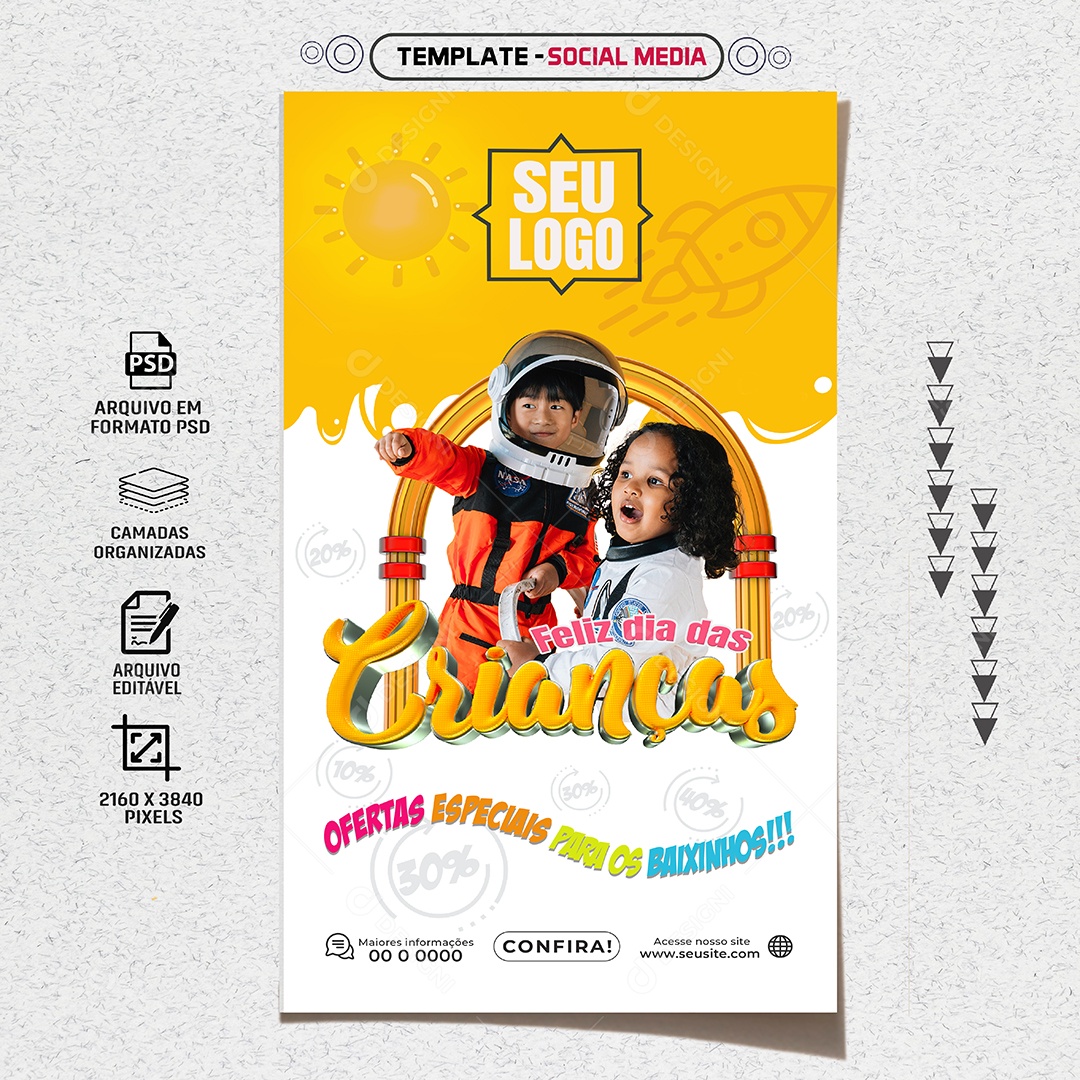 Story Feliz Dia Das Crianças Ofertas Especiais Social Media PSD Editável