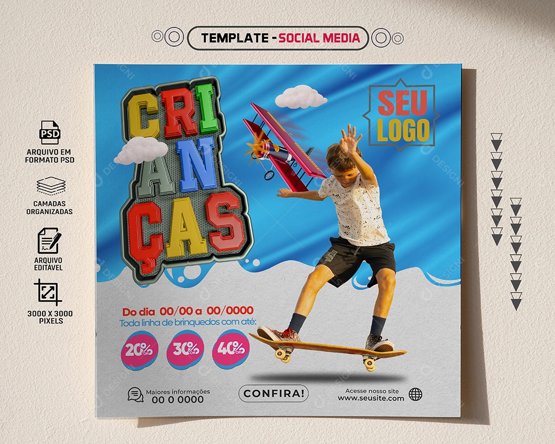 Feed Linha De Brinquedos Crianças Social Media PSD Editável