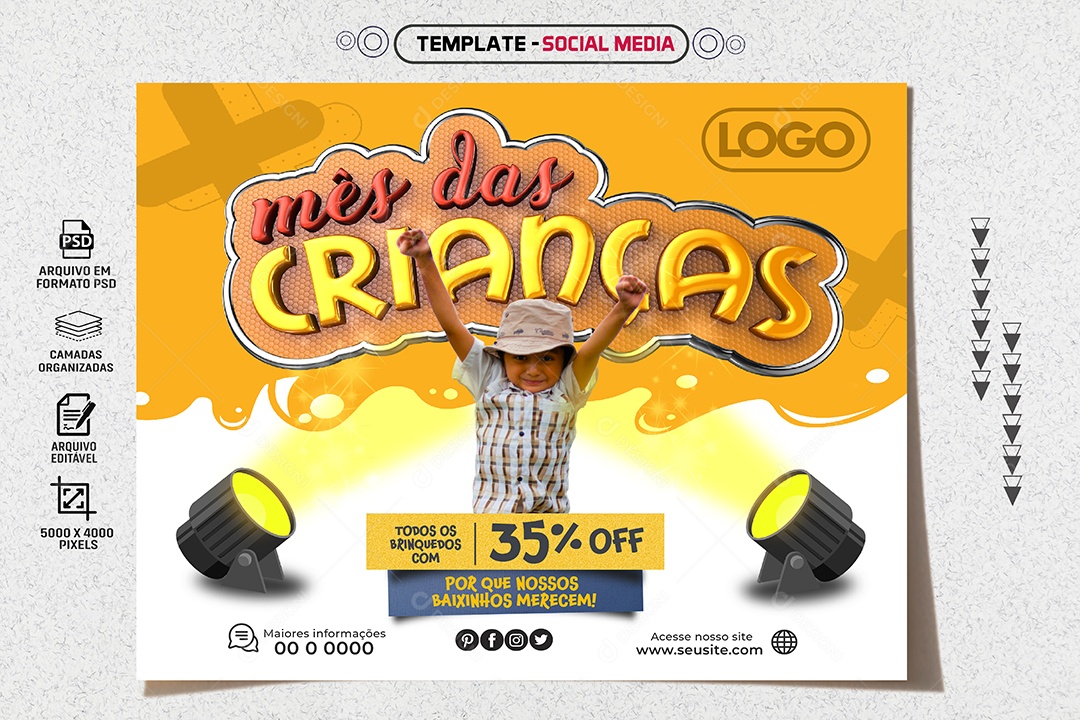 Banner Mês Das Crianças Nossos Baixinhos Merecem Social Media PSD Editável