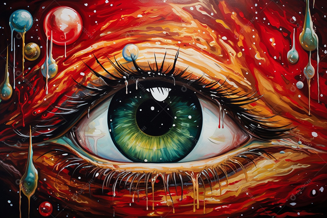 Uma pintura de um olho com fundo de natal