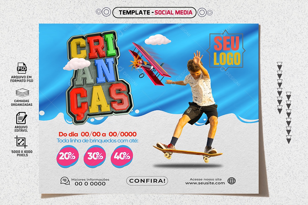 Feed Crianças Linha De Brinquedos Social Media PSD Editável