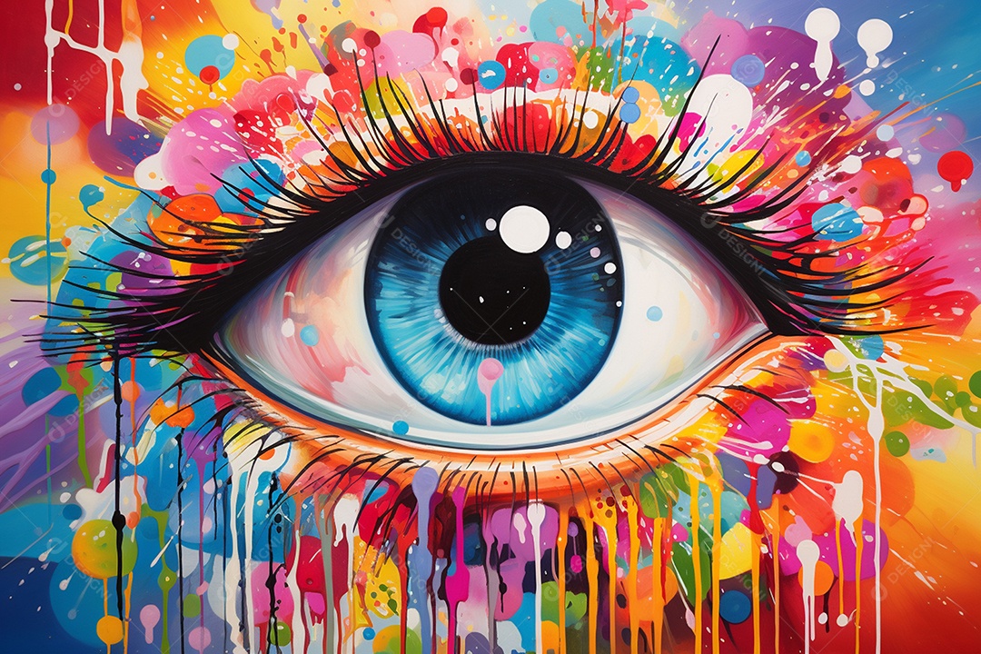 Uma pintura de um olho com fundo de natal