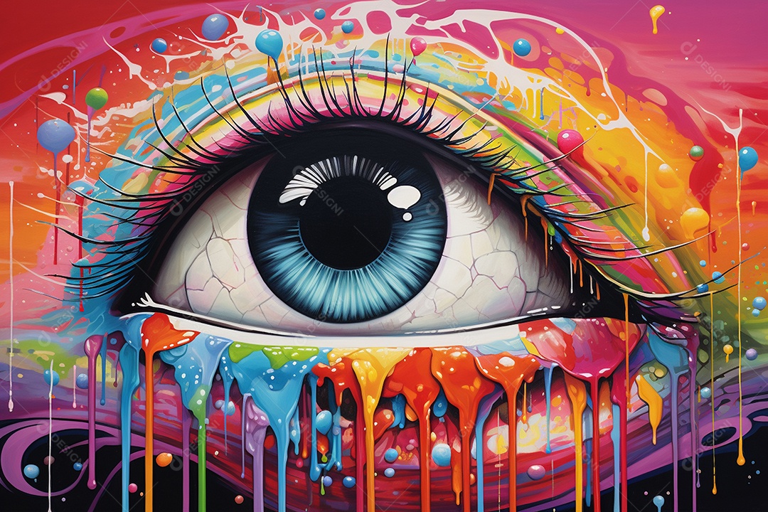 Uma pintura de um olho com fundo de natal