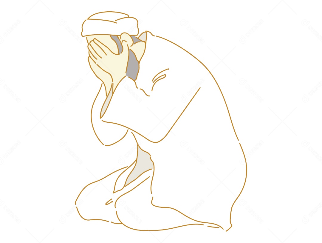 Homem Orando Personagem Vetor EPS