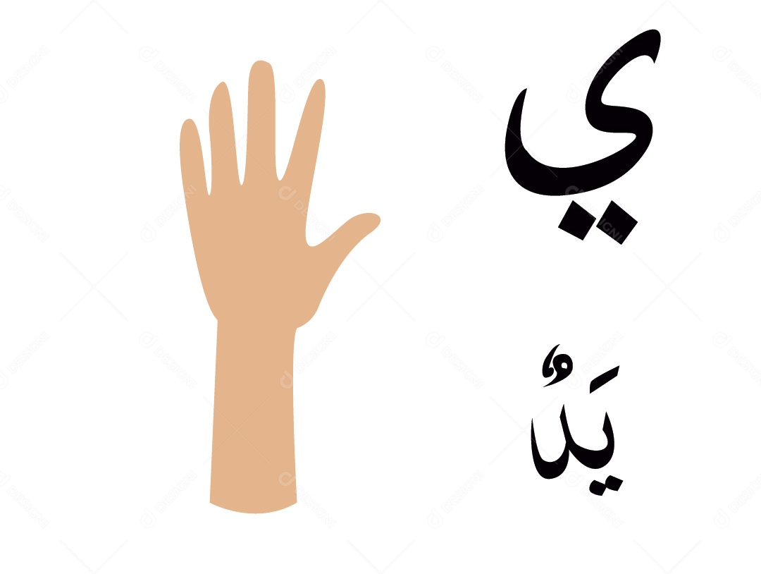 Mão Erguida Escrito em Árabe Vetor EPS