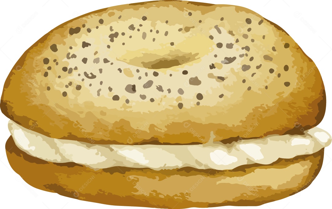 Bagel Ilustração em Aquarela Vetor EPS