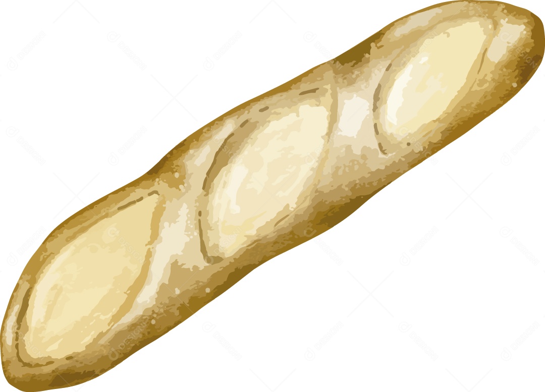 Pão Ilustração em Aquarela Vetor EPS