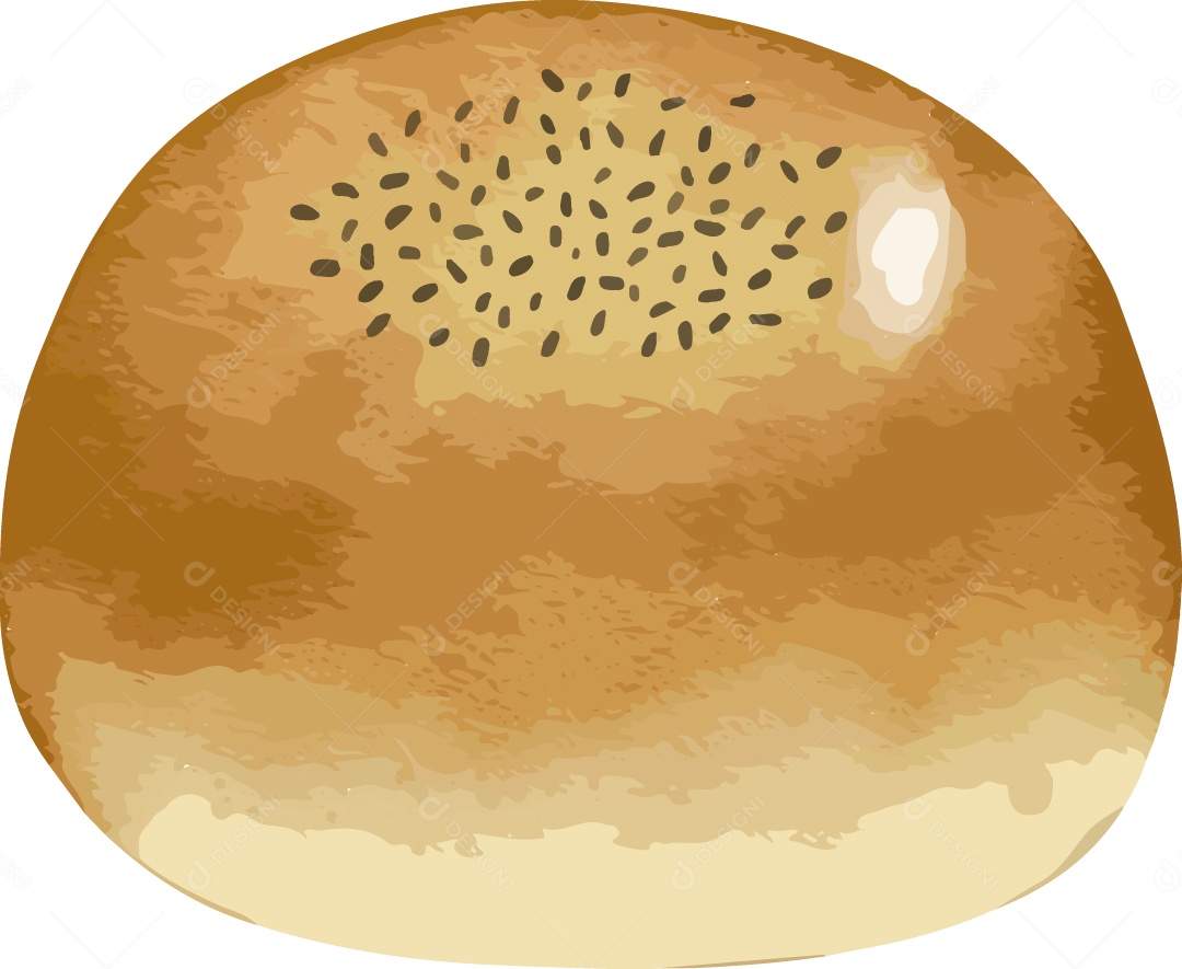 Pão de Hamburguer Ilustração em Aquarela Vetor EPS