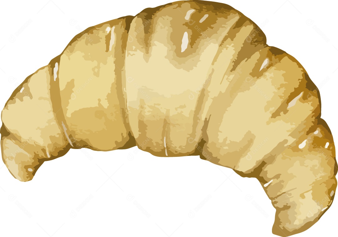 Croissant Ilustração em Aquarela Vetor EPS