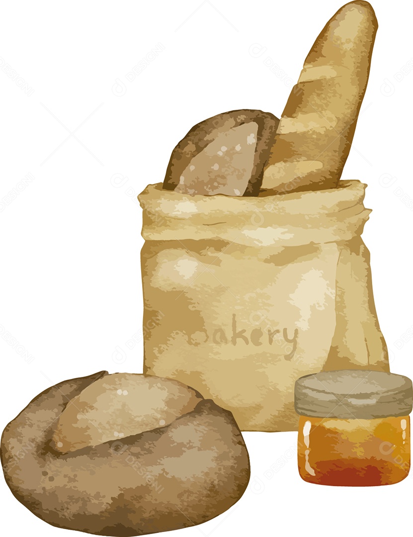 Pães Ilustração em Aquarela Vetor EPS