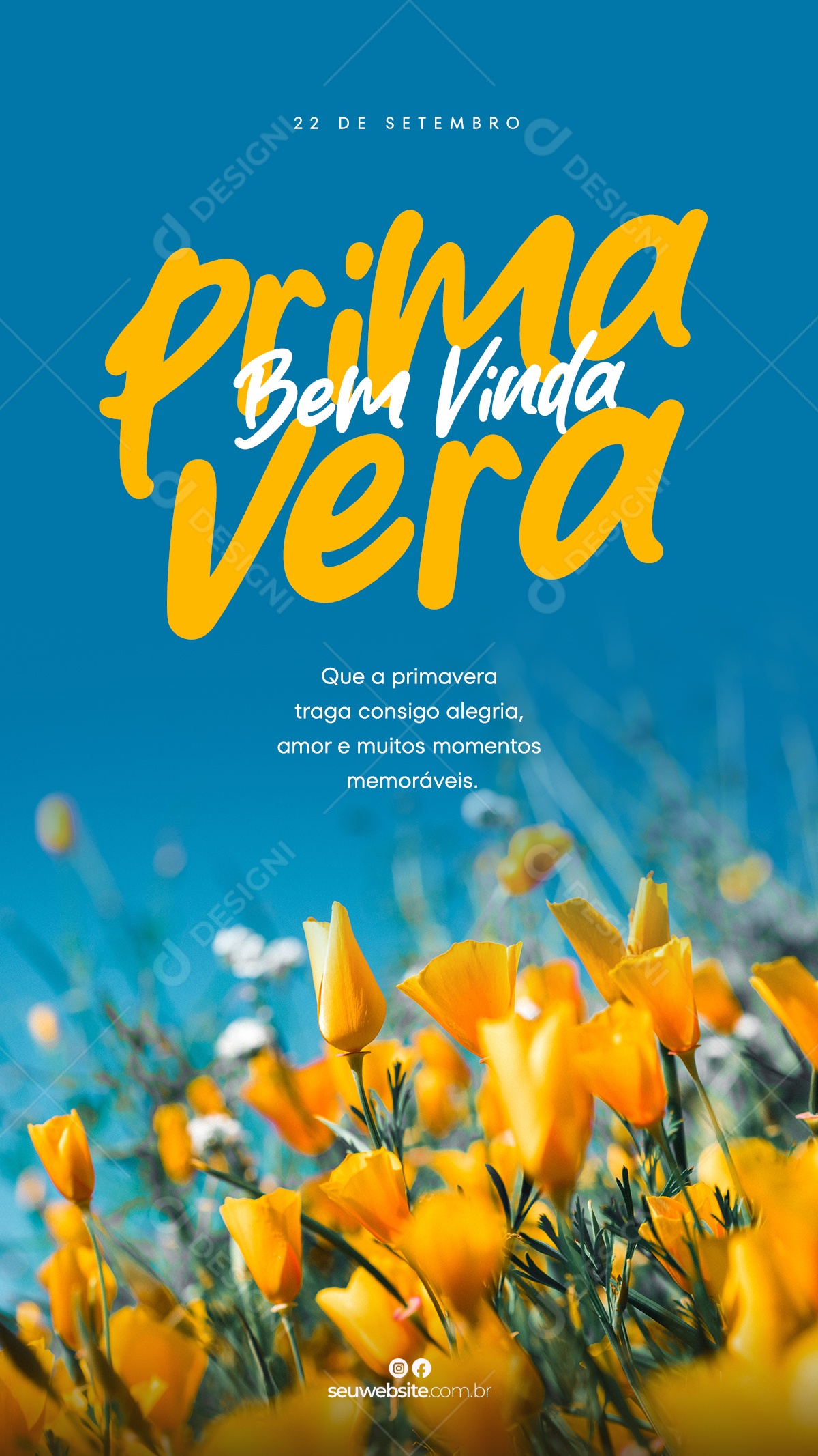 Social Media Story Bem Vinda Primavera Alegria e Amor PSD Editável