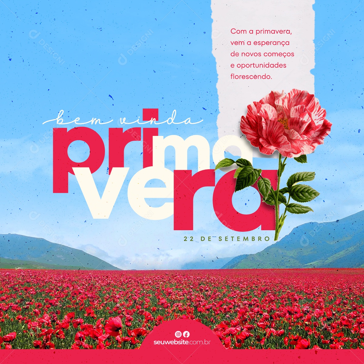 Social Media Bem Vinda Primavera 22 De Setembro PSD Editável