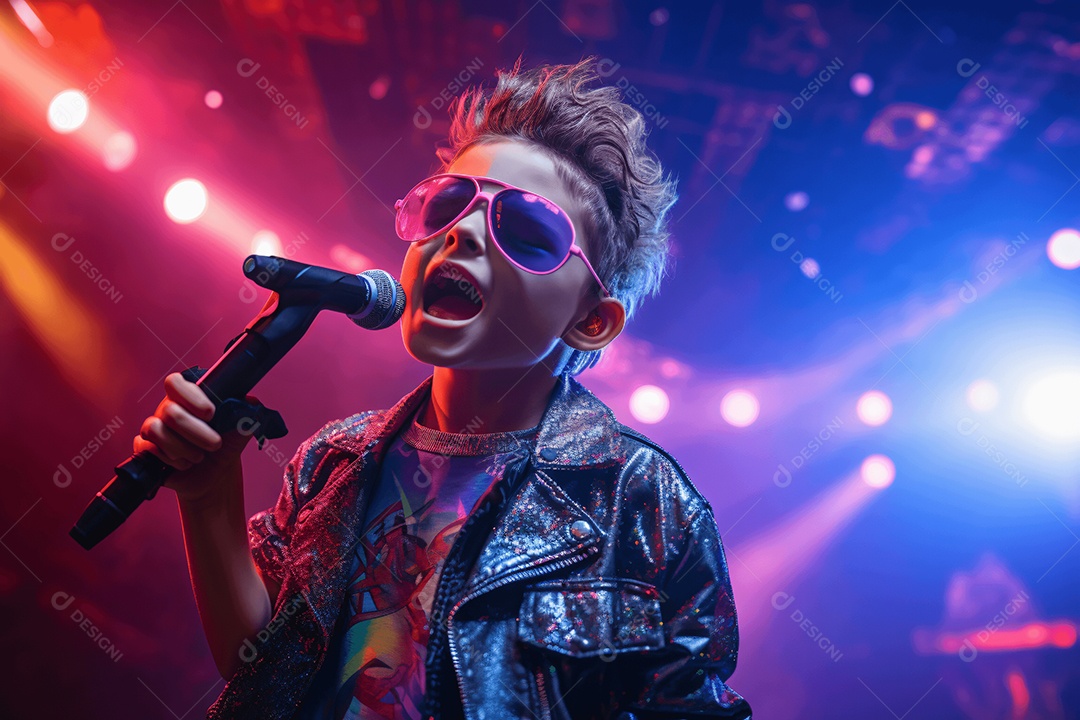 Crianças cantando em show de talentos