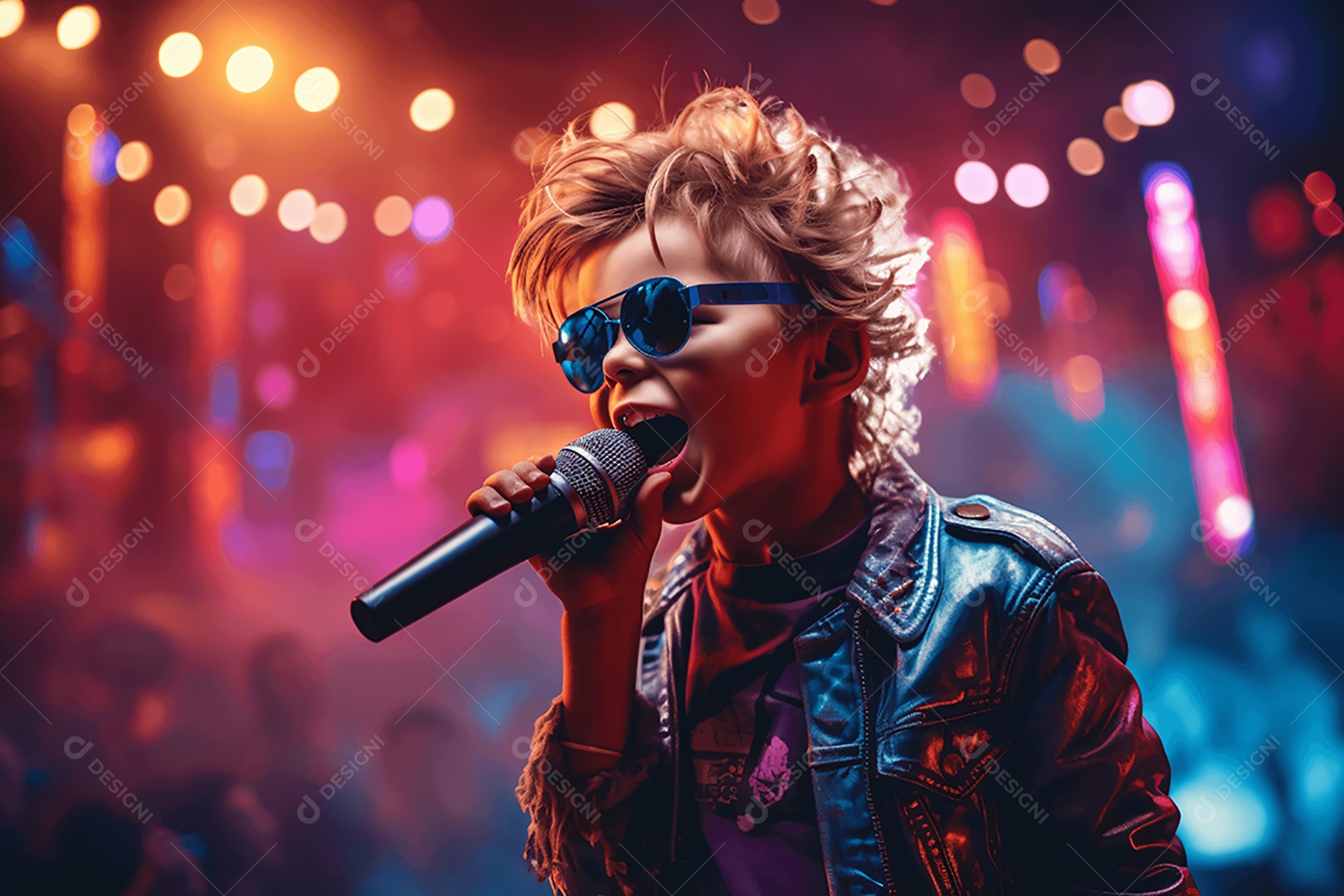 Crianças cantando em show de talentos