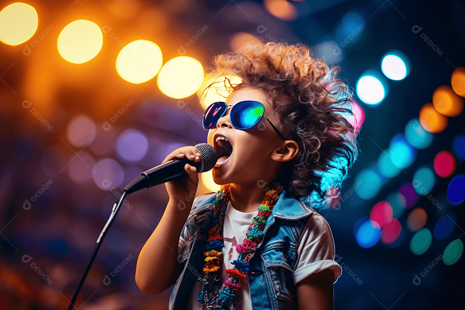 Crianças cantando em show de talentos