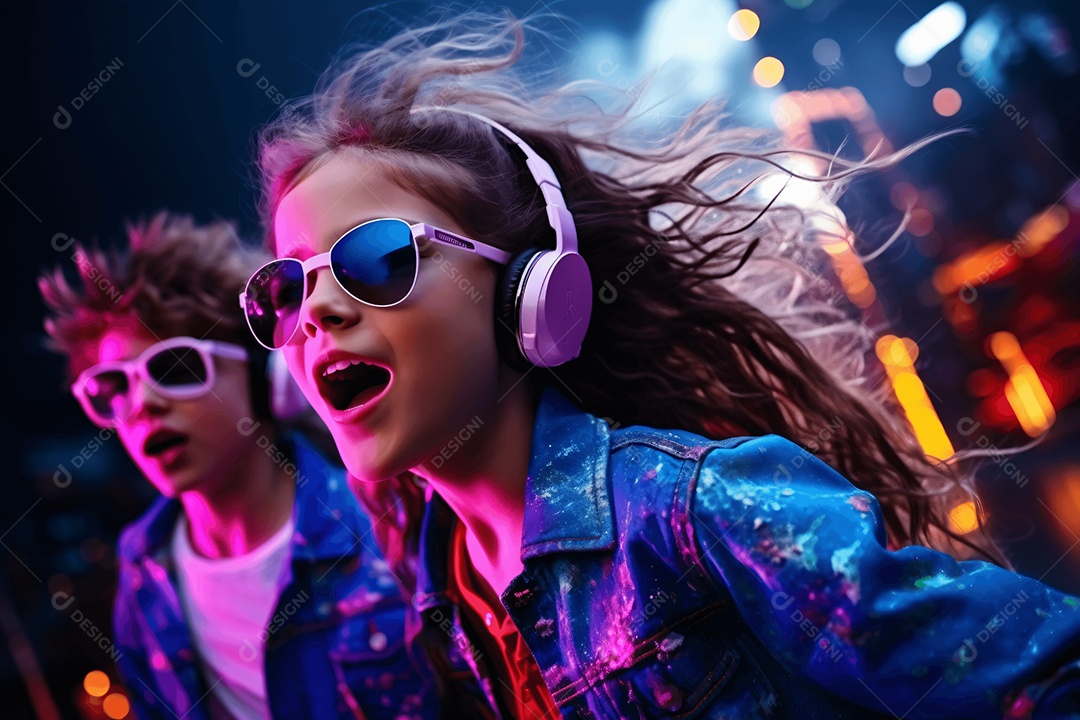 Crianças cantando em show de talentos