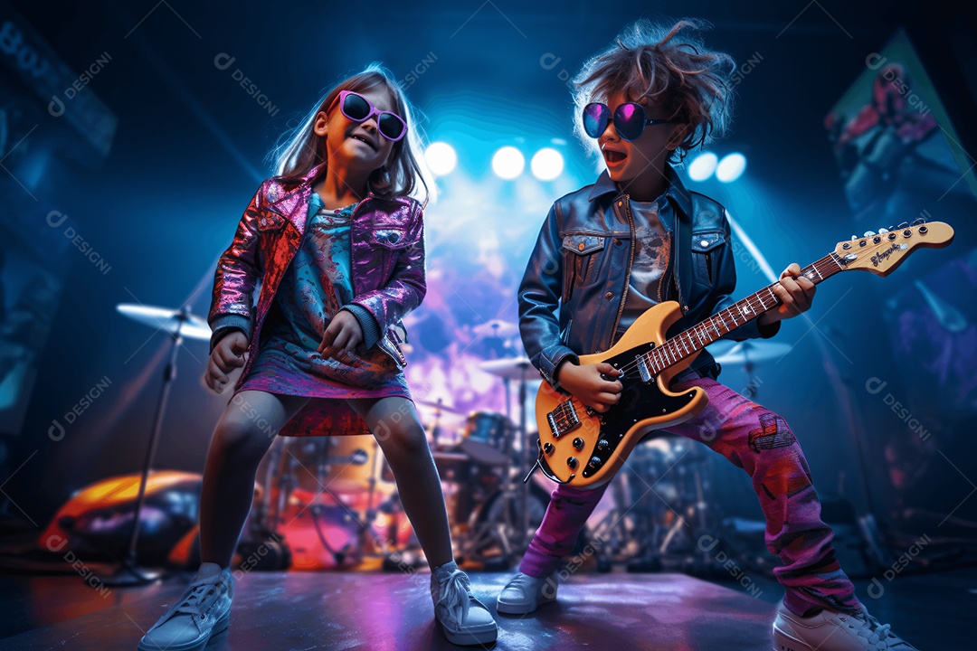 Crianças cantando em show de talentos