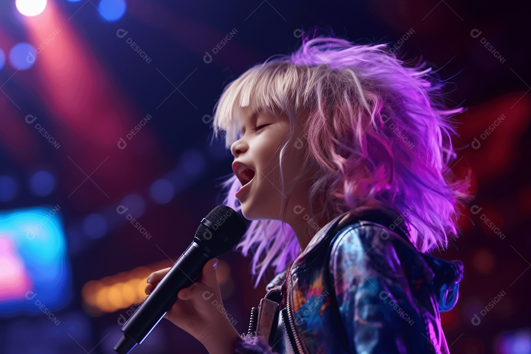 Crianças cantando em show de talentos