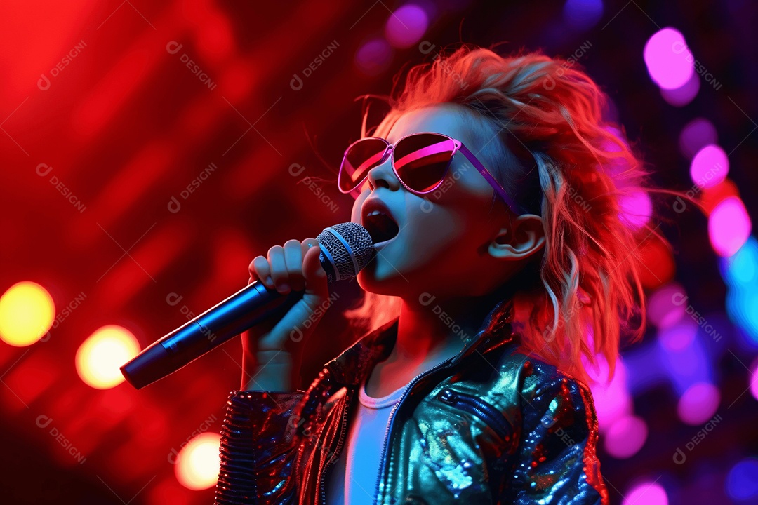 Crianças cantando em show de talentos