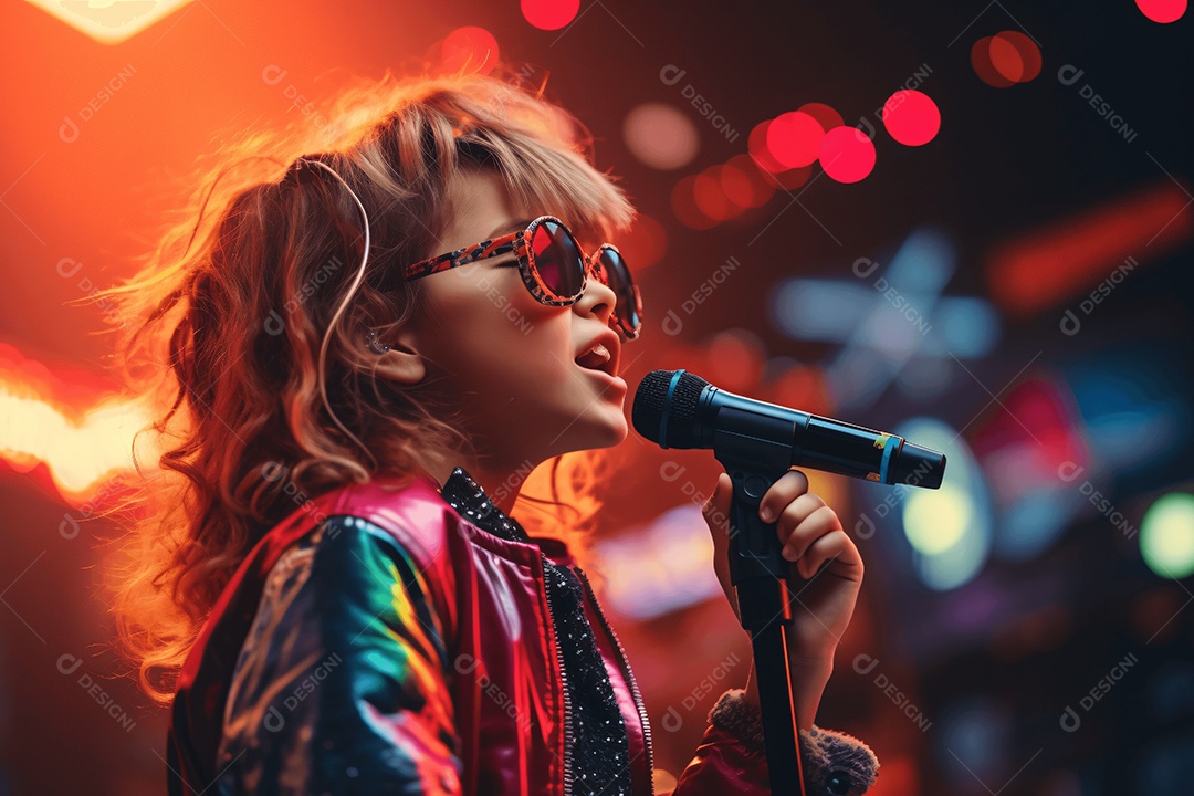 Crianças cantando em show de talentos
