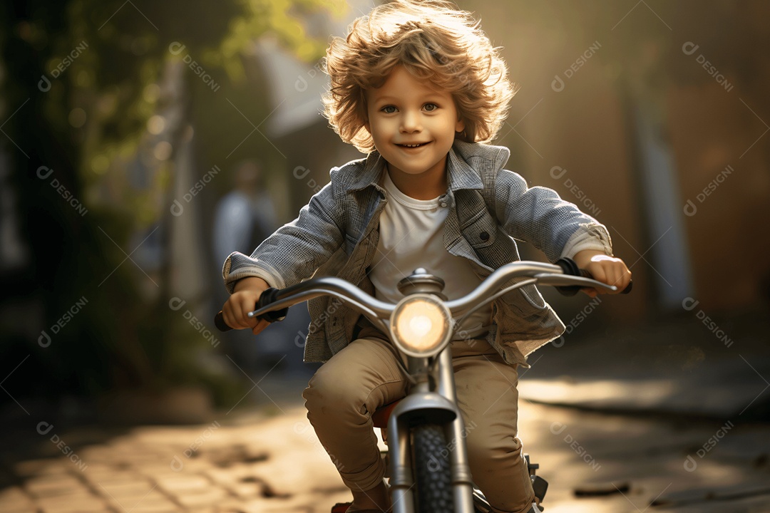 Linda criança andando de bicicleta