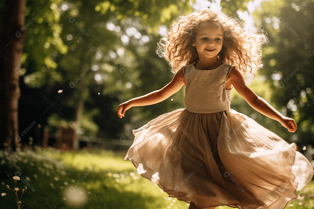 Linda criança correndo no parque