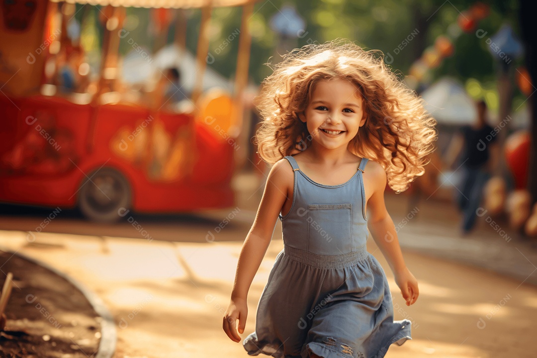 Linda criança correndo no parque