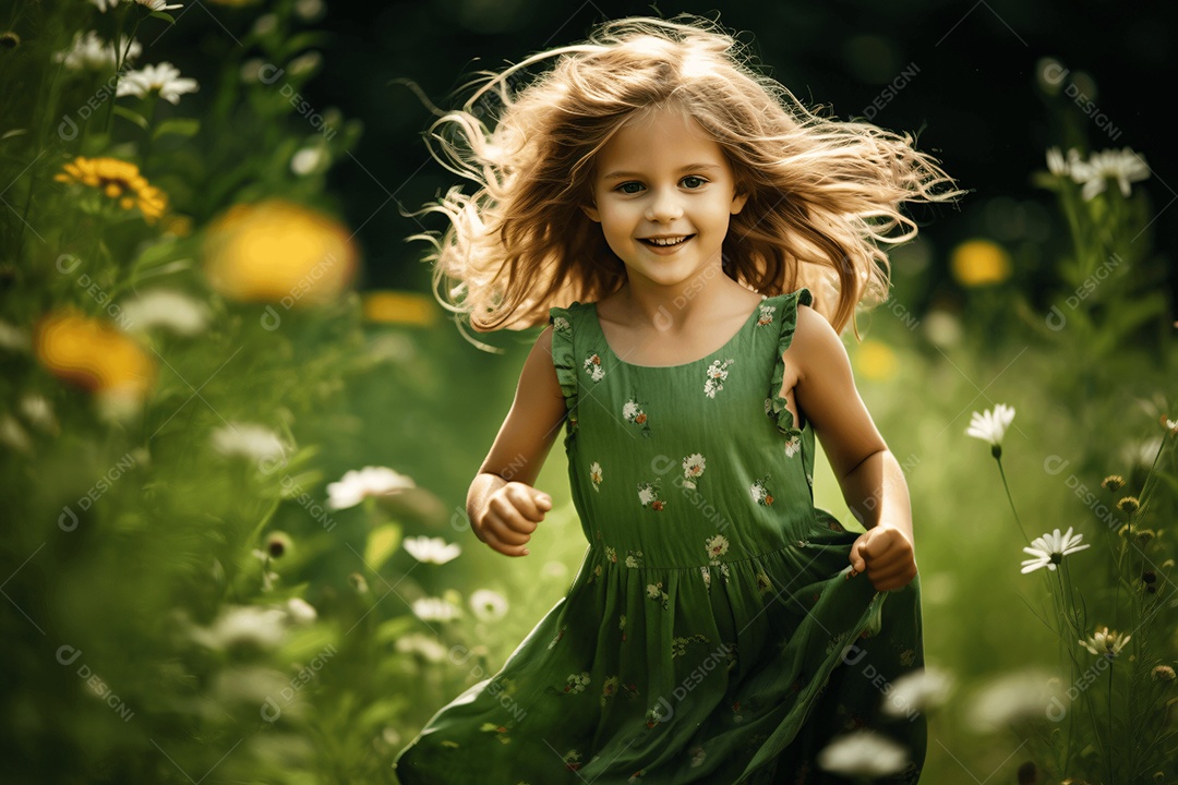 Linda criança correndo no parque