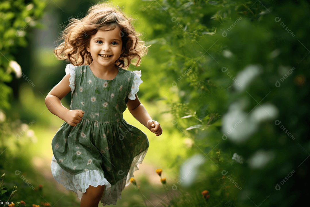 Linda criança correndo no parque