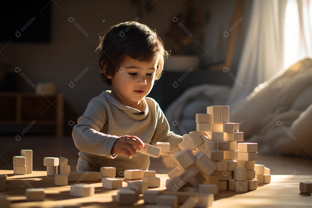 Linda criança brincando em casa