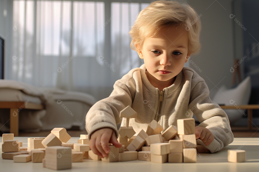 Linda criança brincando em casa