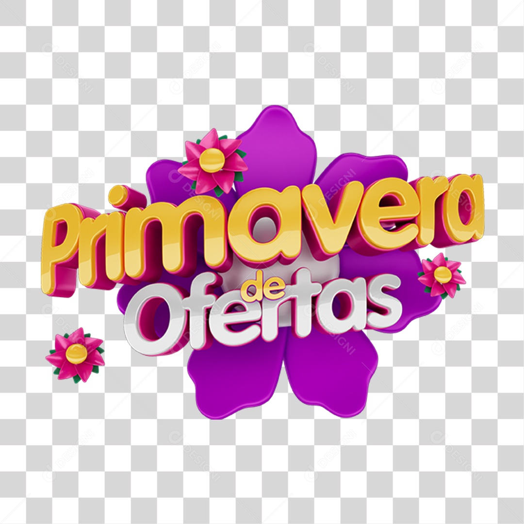 Selo 3D Primavera de Ofertas Para Composição PNG Transparente