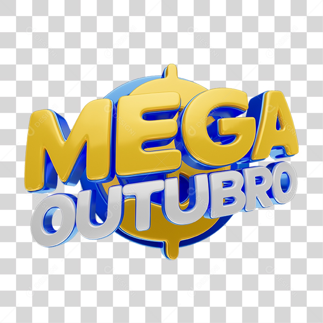 Selo 3D Mega Outubro Para Composição PNG Transparente