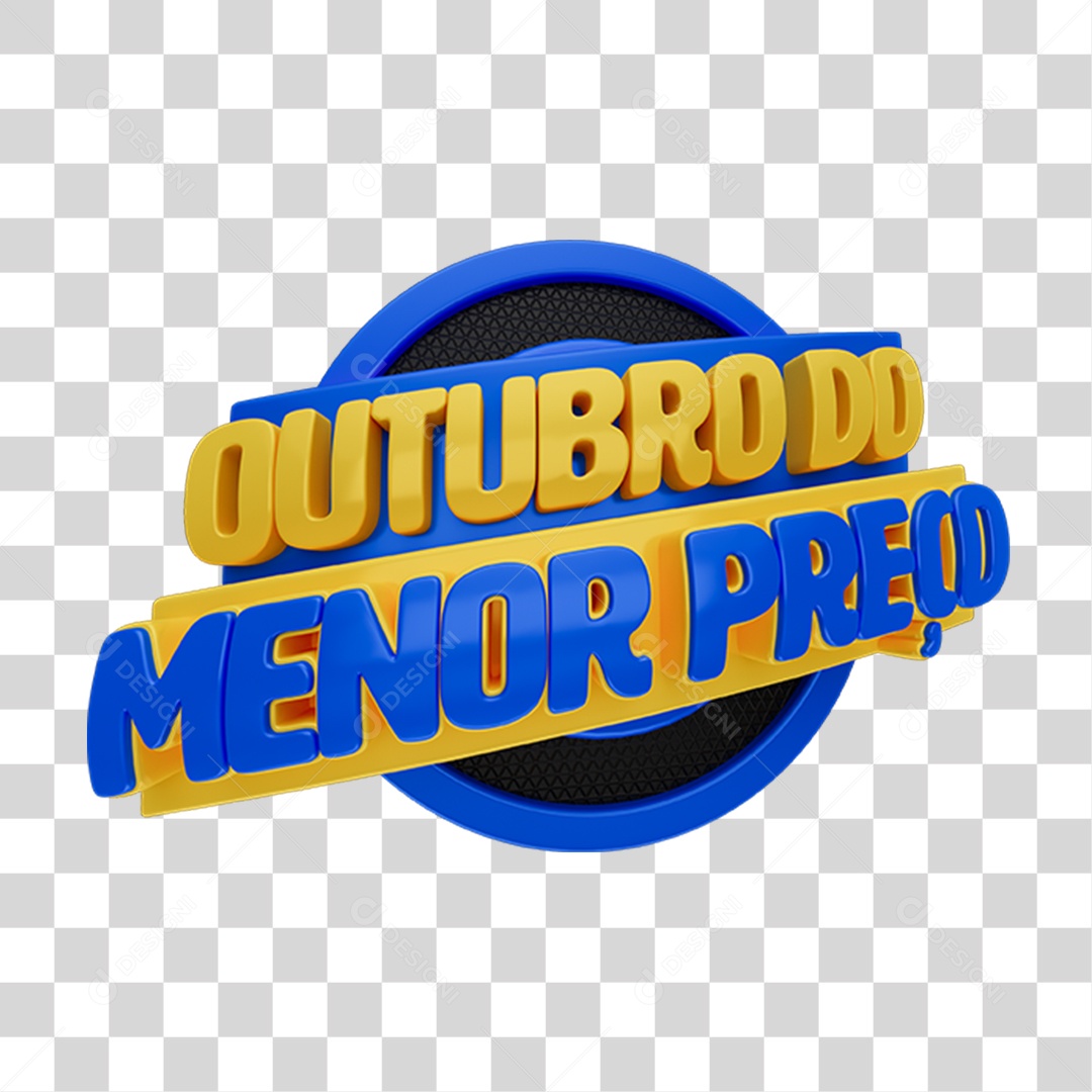 Selo 3D Outubro do Menor Preço Para Composição PNG Transparente