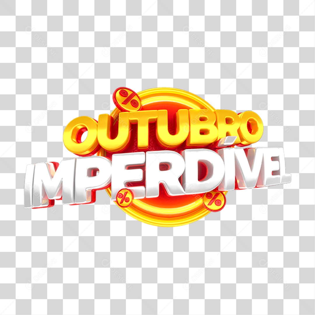 Selo 3D Outubro Imperdível Para Composição PNG Transparente