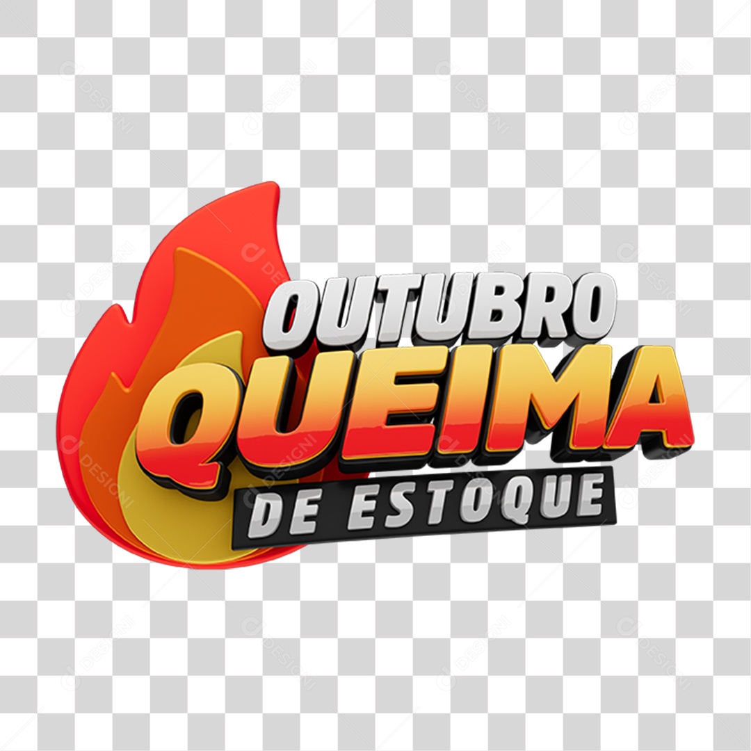 Selo 3D Outubro Queima de Estoque Para Composição PNG Transparente