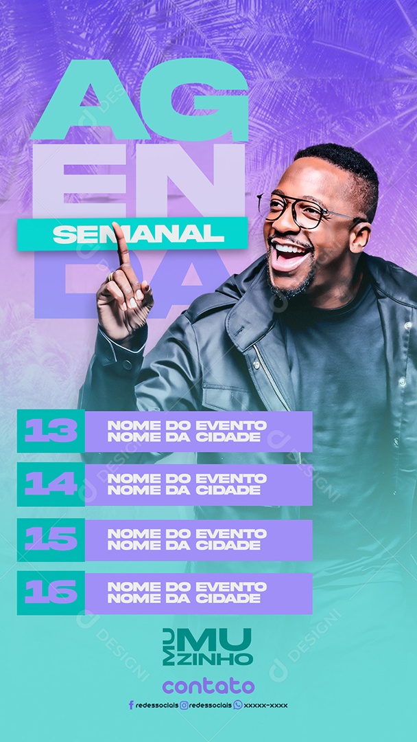 Flyer Story Agenda Semanal Mumuzinho Social Media PSD Editável