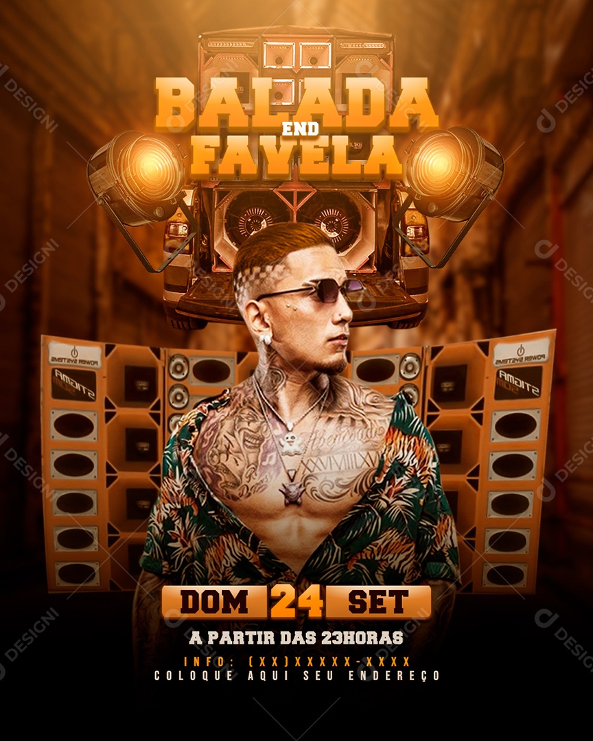 Social Media Flyer Feed Balada End Favela PSD Editável