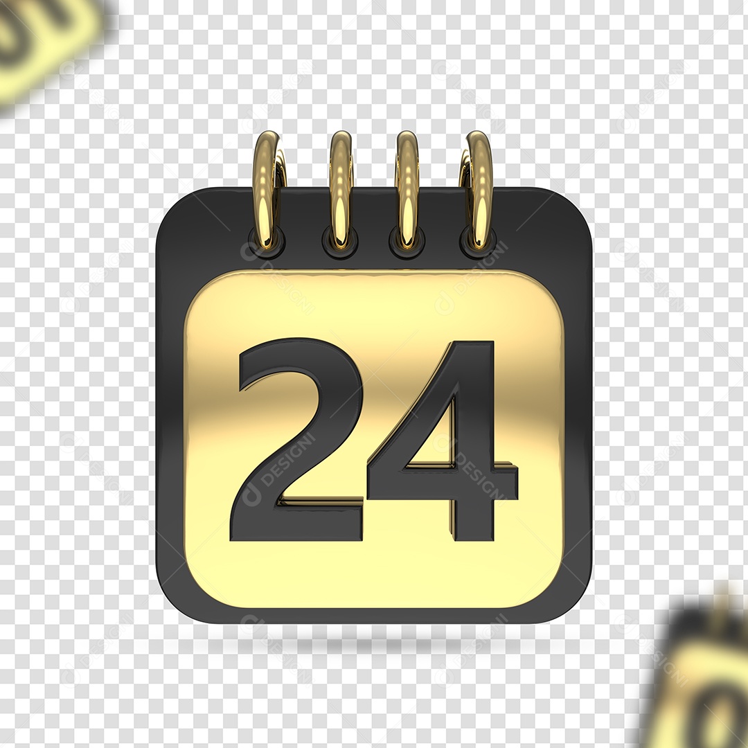 Elemento 3D Calendário 24 para Composição PSD