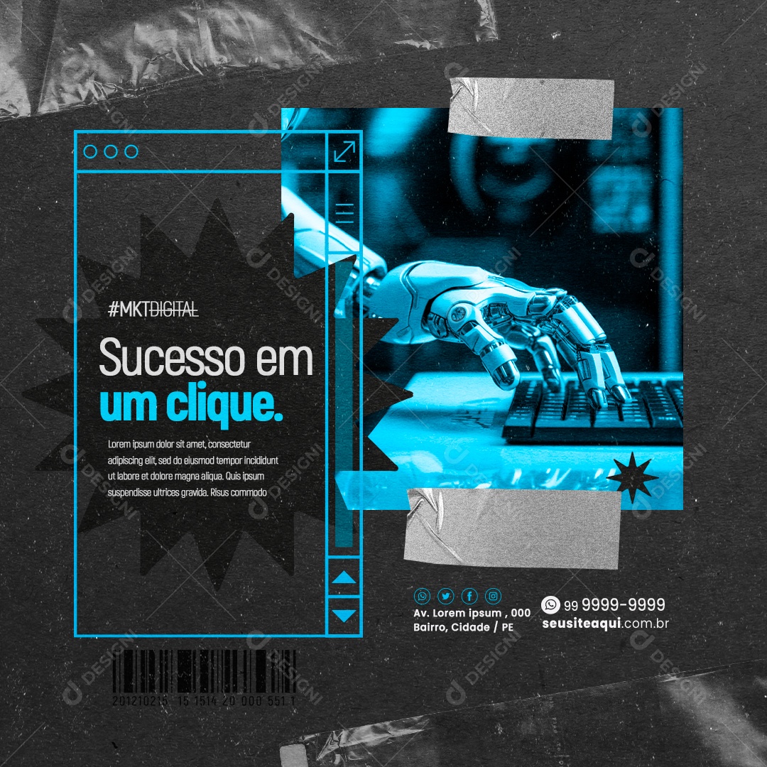 Marketing Digital Sucesso em Um Clique Social Media PSD Editável