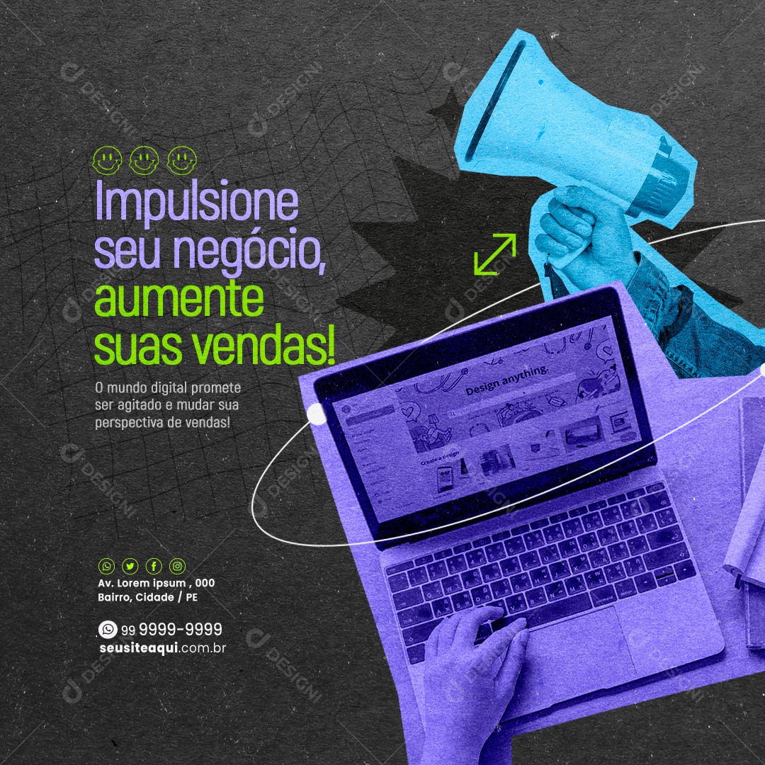 Marketing Digital Impulsione seu Negócio Aumente suas Vendas Social Media PSD Editável