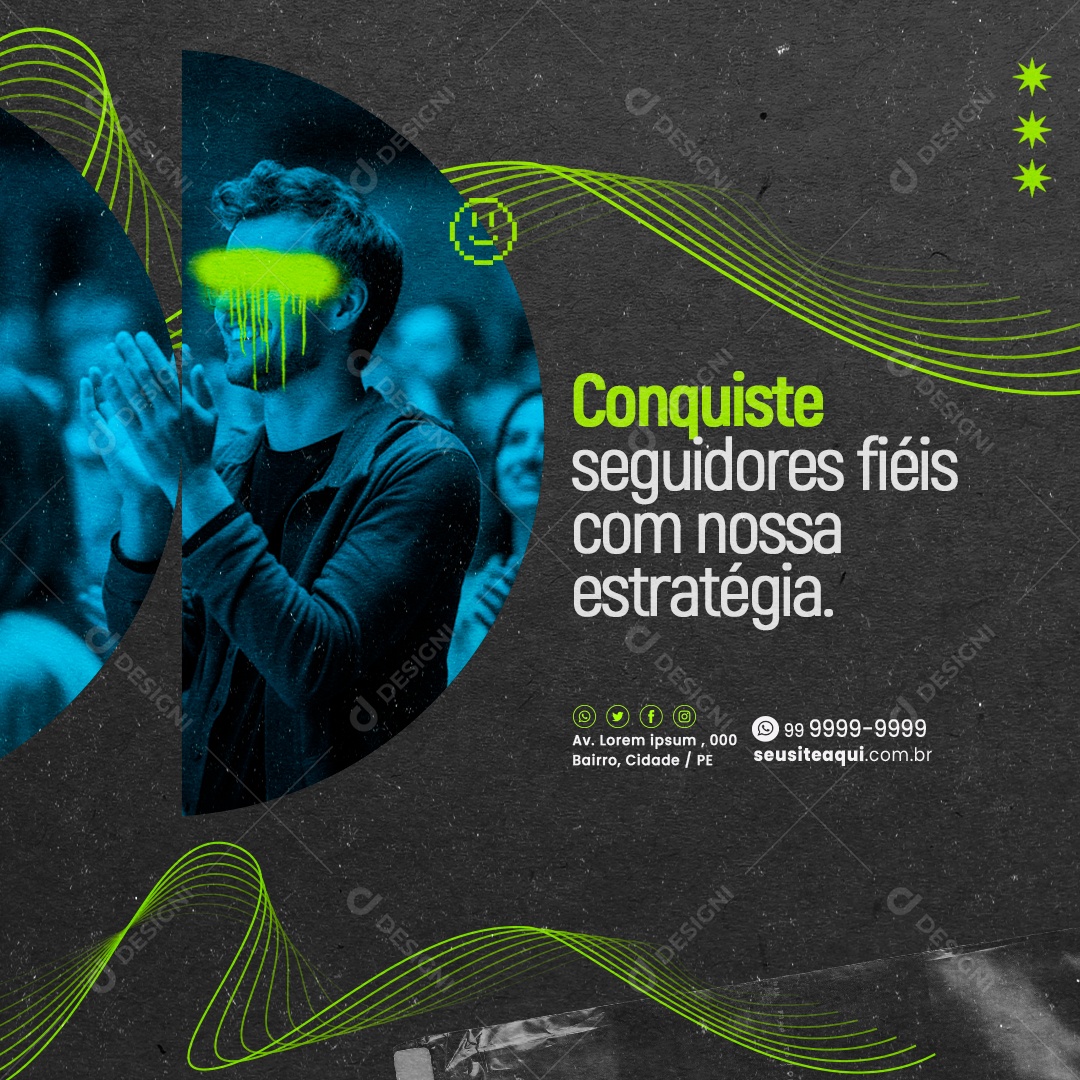 Marketing Digital Conquiste Seguidores Fiéis com Nossa Estratégia Social Media PSD Editável