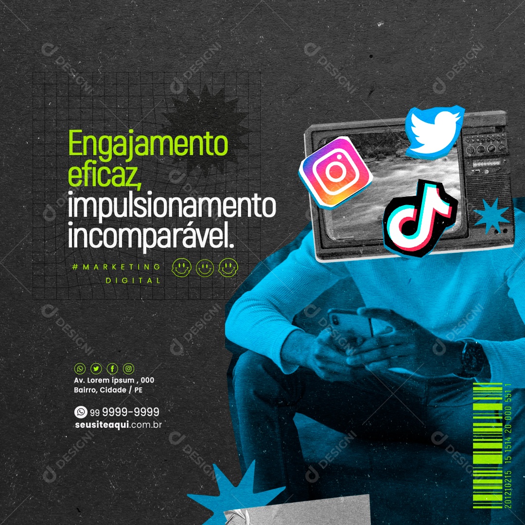 Marketing Digital Engajamento Eficaz Impulsionando Incomparável Social Media PSD Editável