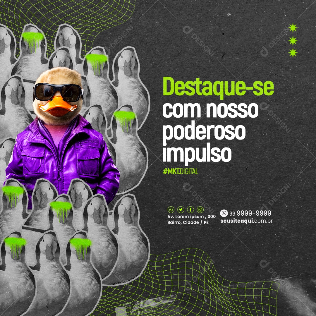 Marketing Digital Destaque se com Nosso Poderoso Impulso Social Media PSD Editável