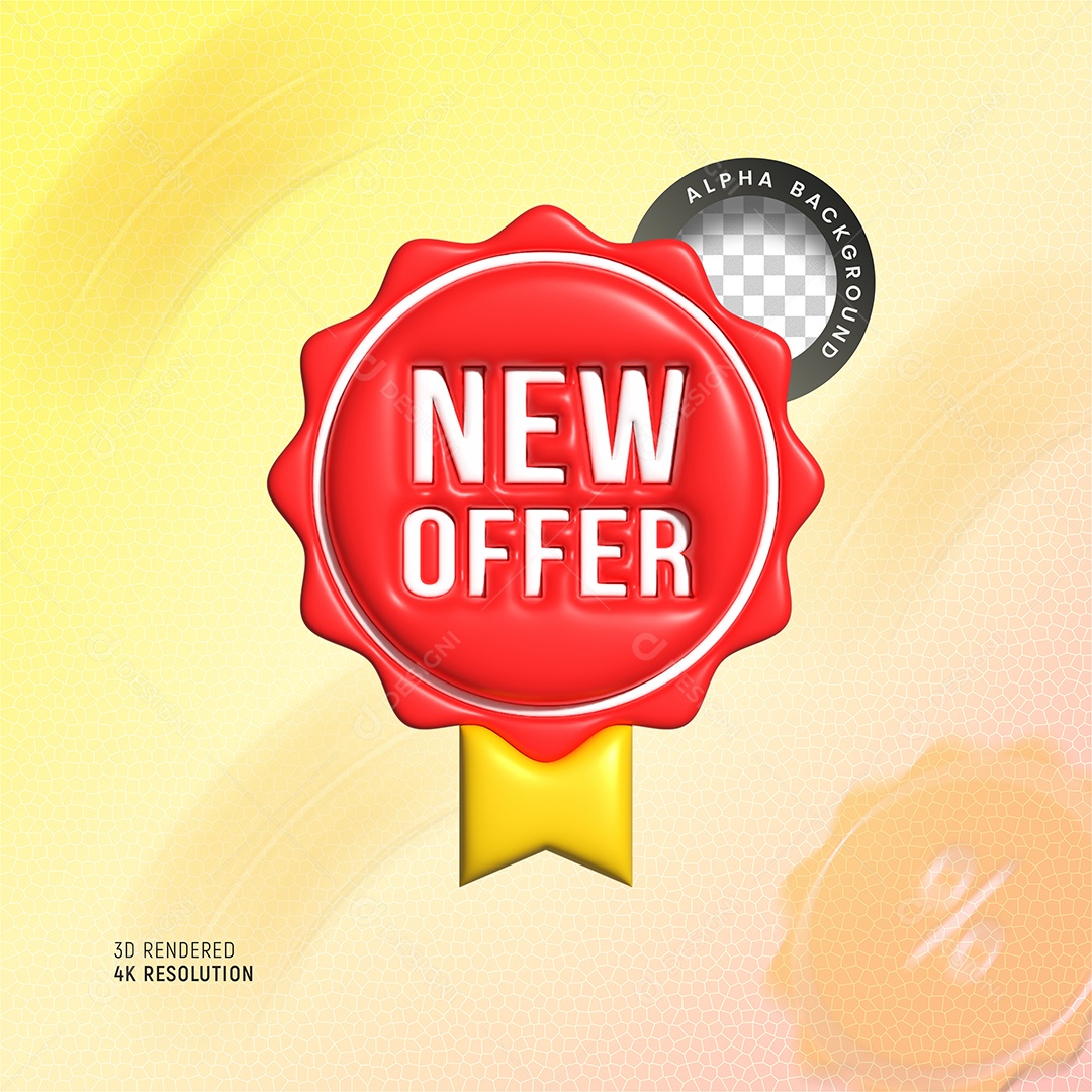 Medalha Vermelha New Offer Elemento 3D Para Composição PSD