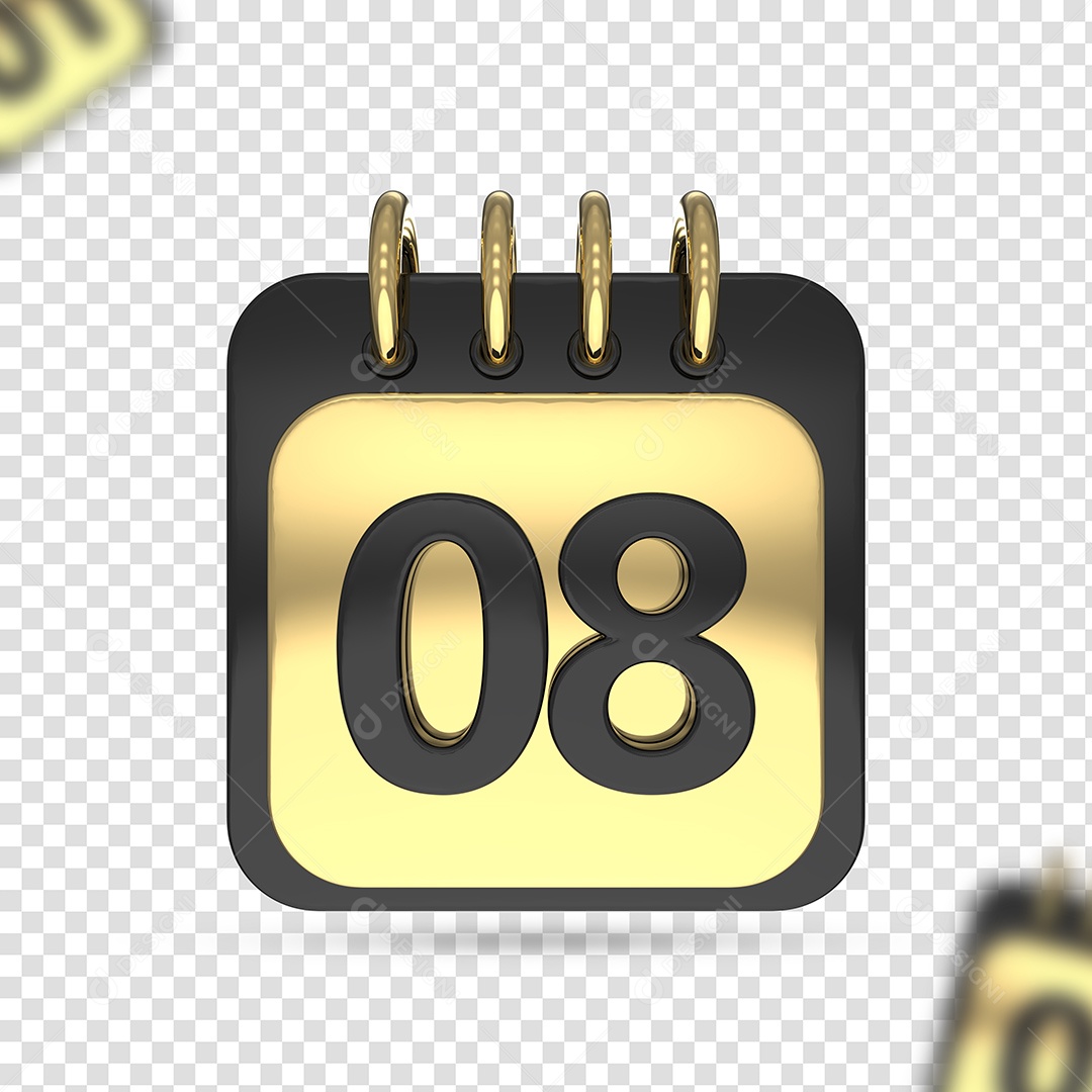 Elemento 3D Calendário 08 para Composição PSD