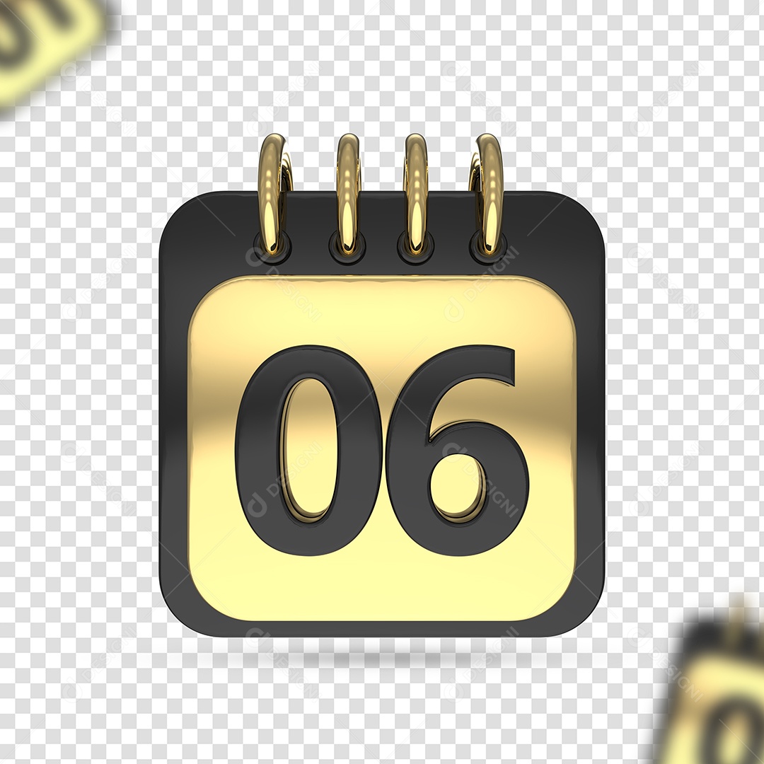 Calendário 06 Elemento 3D para Composição PSD