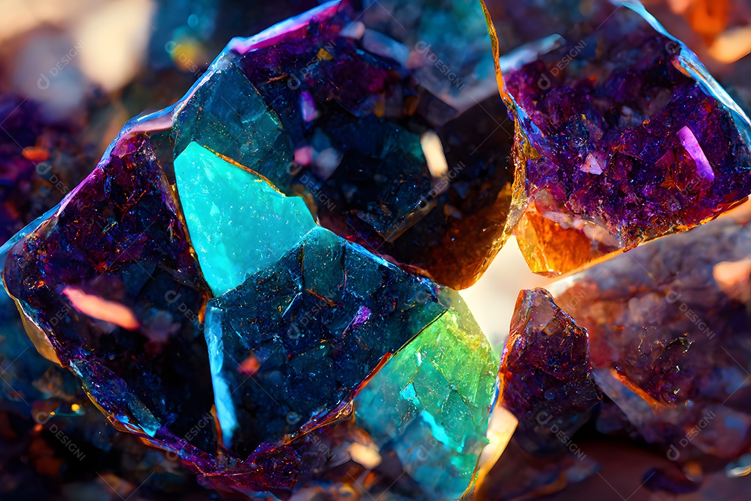 Gemas de cristal geodo pedras multicoloridas arte gerada por rede neural